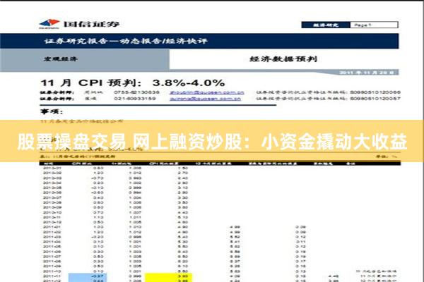 股票操盘交易 网上融资炒股：小资金撬动大收益